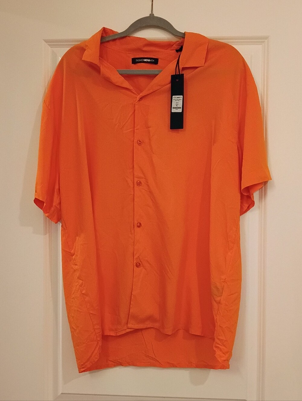 Fashion Nova Bright Orange Short Sleeve Button-Down Shirt
